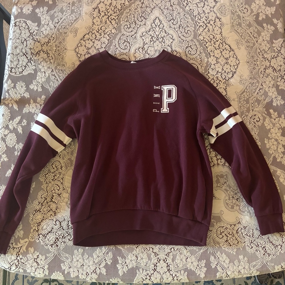 burgundy victoria secret pink crewneck size s